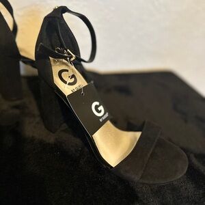 Guess Black Heels with Ankle Strap and G Logo